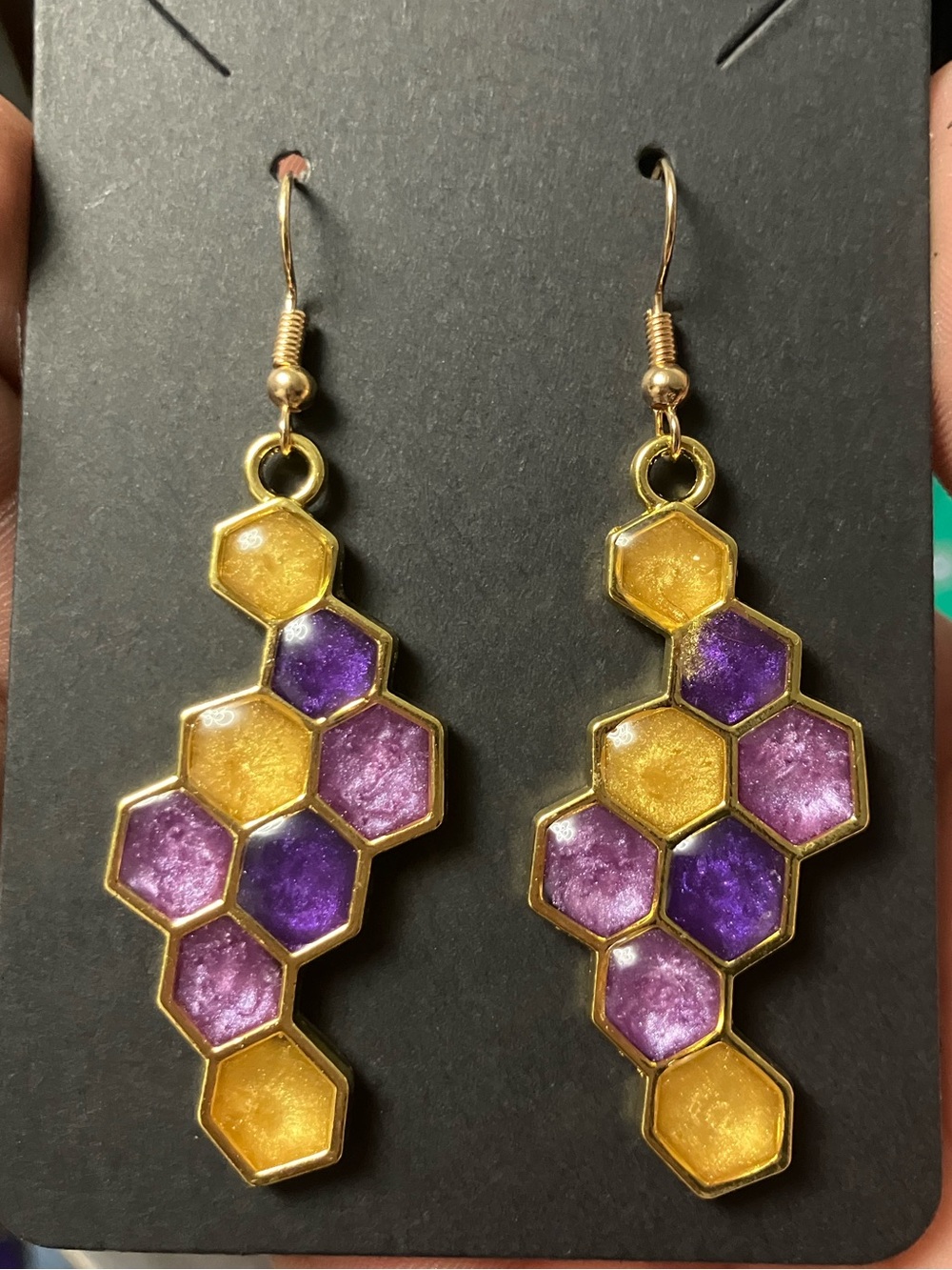 Honeycomb Aura Dangle Earrings Handmade Jewelry